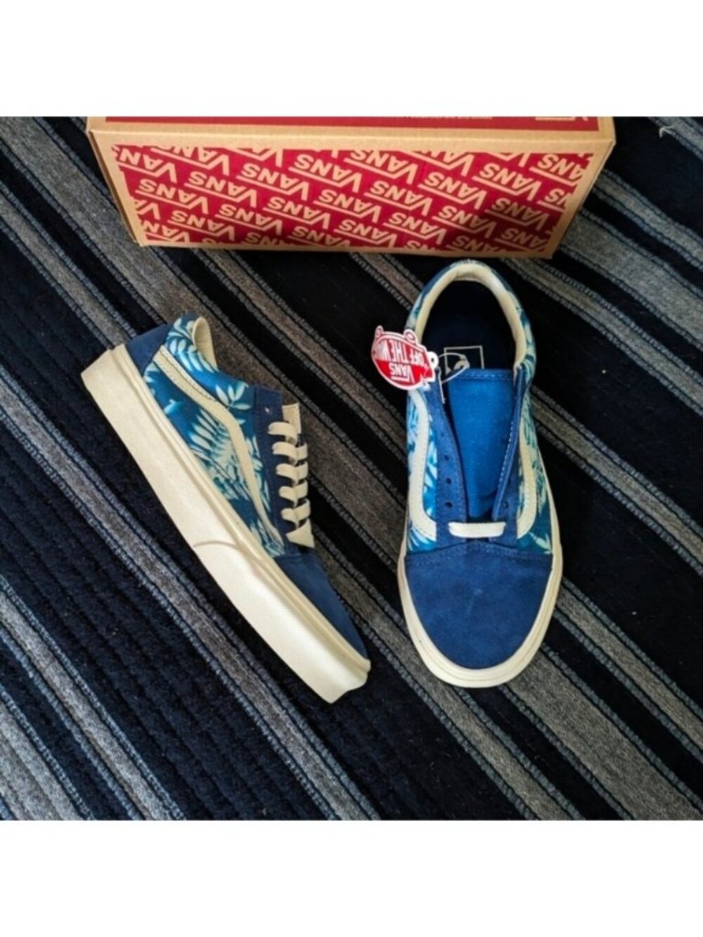Vans Old Skool Women Tropical Blue White Suede Canvas Solar Floral 062026 - Picture 6 of 8